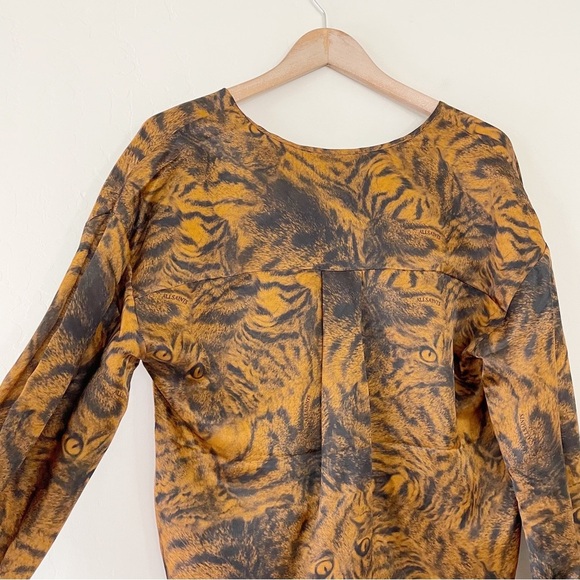 ALLSAINTS Penny Grizedale Cat Print Wrap Front Blouse - Picture 7 of 12